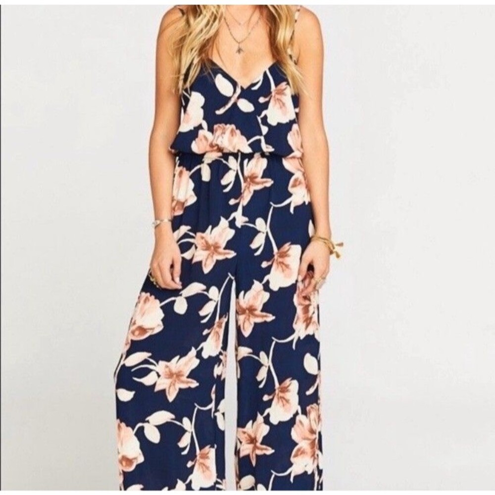 Show Me Your Mumu Jagger Jumpsuit XS Night Magnolia Floral Wide Leg Boho